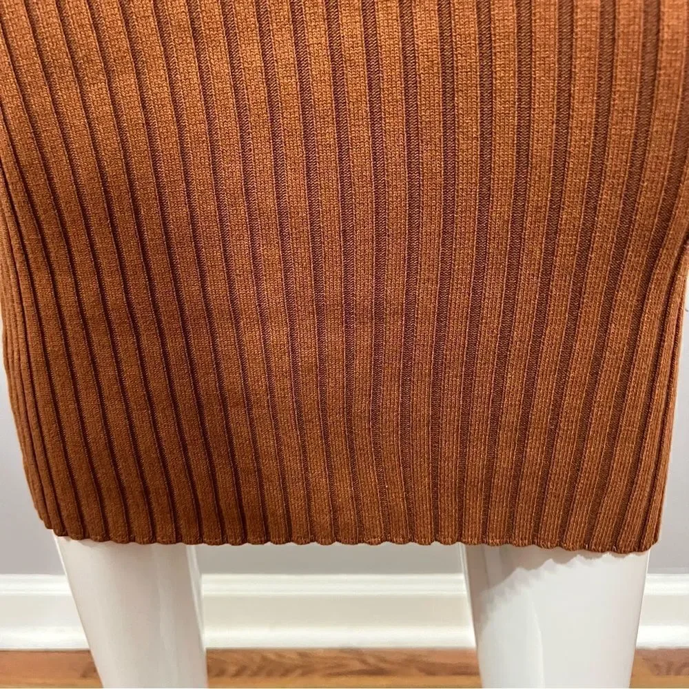 Hera Collection Off The Shoulder Ribbed Rust Midi Bodycon Dress - M - Picture 7 of 12